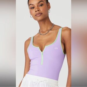 ALO Yoga Supernova Zip-Up Tank Bodysuit - L - NWT